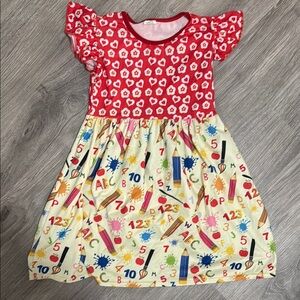 Colorful Kids Dress with Red and Yellow Design